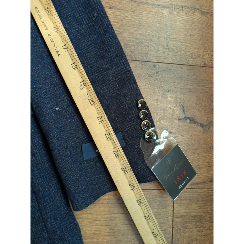 Brooks Brothers 1818 Regent Navy Plaid Wool/Cotton Super Soft Jacket Blazer  44R - Picture 12 of 16